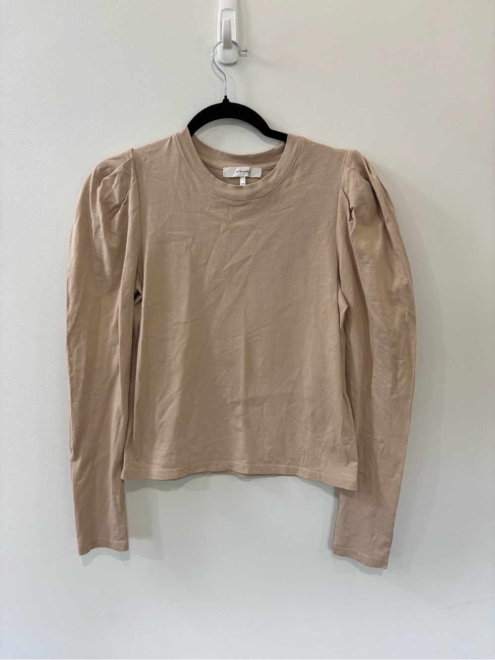 Frame Puff Sleeve Draped Femme Long Sleeve T-Shirt